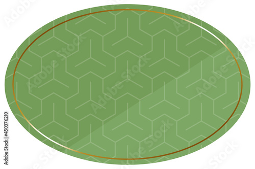 楕円形のフレーム グリーン＆ゴールド 全面に毘沙門亀甲