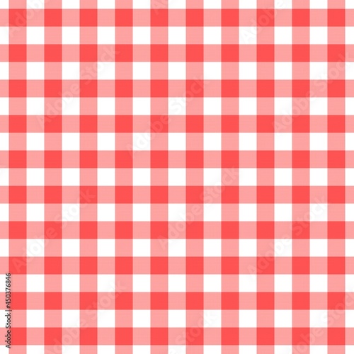 Seamless Red and White Checkered Picnic Table Fabric Pattern Background