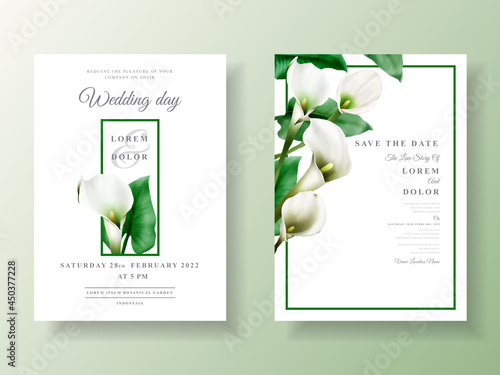 Minimalist wedding invitation with cala lily design