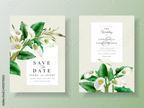 Minimalist wedding invitation with cala lily design