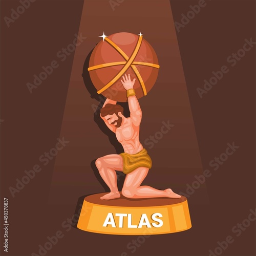 Greek Titan Atlas carrying the world statue figure. greek mythology symbol illustration vector