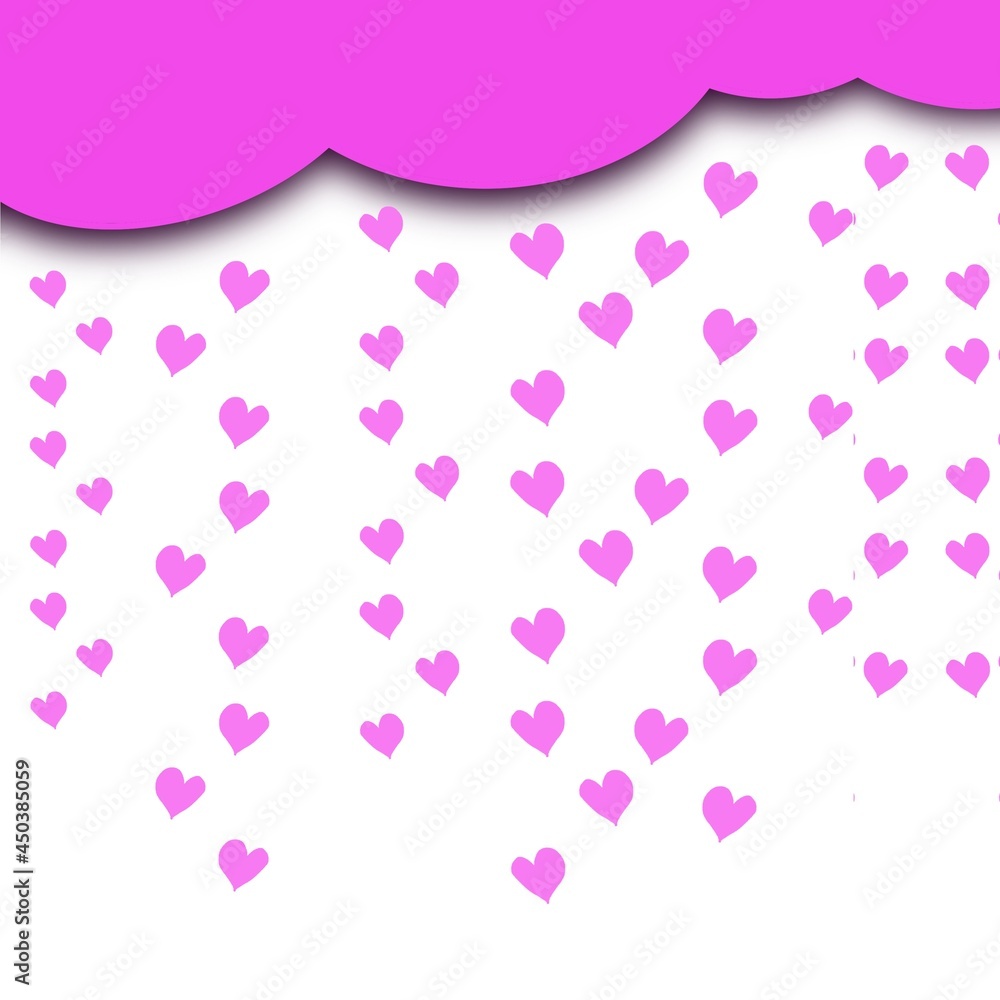 Raining heart for love illustration decorative background for valentine backdrop romance pattern sign for love