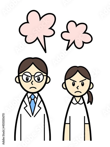 angry doctor and nurse with steam of anger