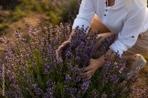Fototapeta Naklejka Na Ścianę i Meble -  Beautiful woman on the lavender field