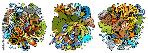 Figi cartoon vector doodle designs set.