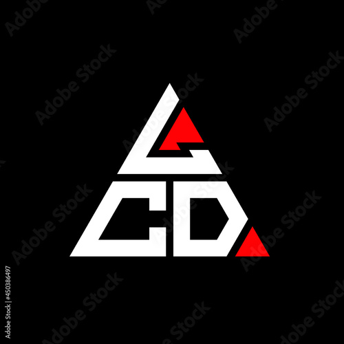 LCD triangle letter logo design with triangle shape. LCD triangle logo design monogram. LCD triangle vector logo template with red color. LCD triangular logo Simple, Elegant, and Luxurious Logo. LCD 