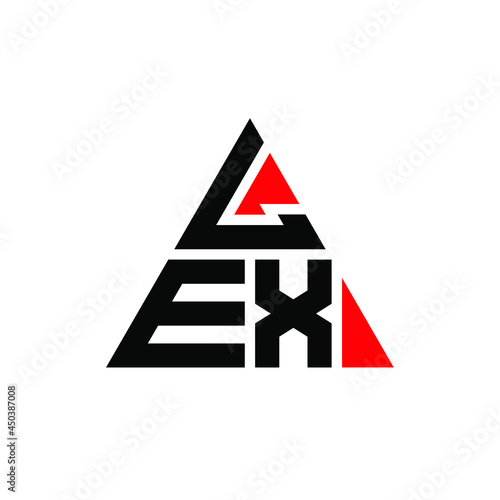 LEX triangle letter logo design with triangle shape. LEX triangle logo design monogram. LEX triangle vector logo template with red color. LEX triangular logo Simple, Elegant, and Luxurious Logo. LEX  photo