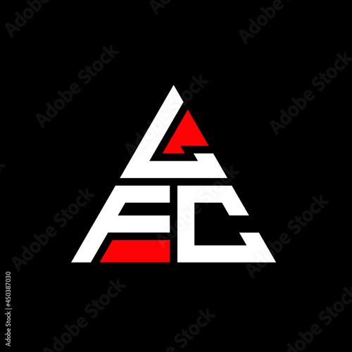 LFC triangle letter logo design with triangle shape. LFC triangle logo design monogram. LFC triangle vector logo template with red color. LFC triangular logo Simple, Elegant, and Luxurious Logo. LFC  photo