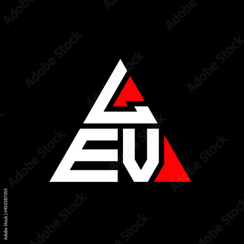 LEV triangle letter logo design with triangle shape. LEV triangle logo design monogram. LEV triangle vector logo template with red color. LEV triangular logo Simple, Elegant, and Luxurious Logo. LEV 