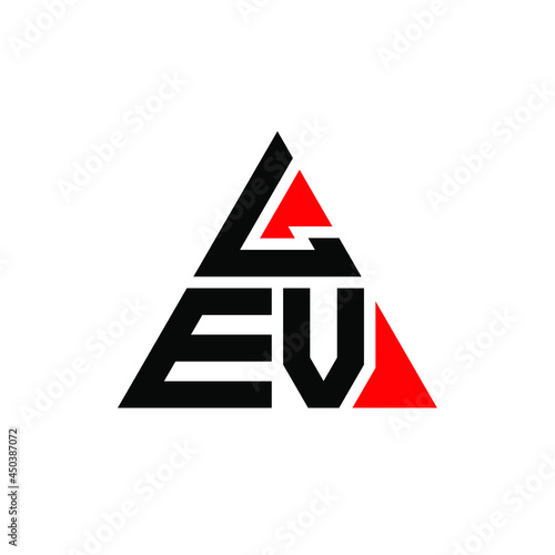 LEV triangle letter logo design with triangle shape. LEV triangle logo design monogram. LEV triangle vector logo template with red color. LEV triangular logo Simple, Elegant, and Luxurious Logo. LEV 