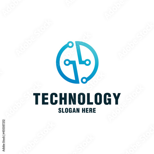 Letter GG with technology element logo template on modern style