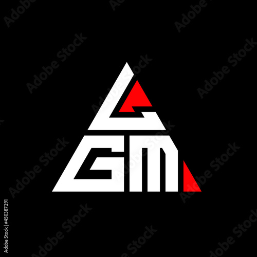 LGM triangle letter logo design with triangle shape. LGM triangle logo design monogram. LGM triangle vector logo template with red color. LGM triangular logo Simple, Elegant, and Luxurious Logo. LGM  photo