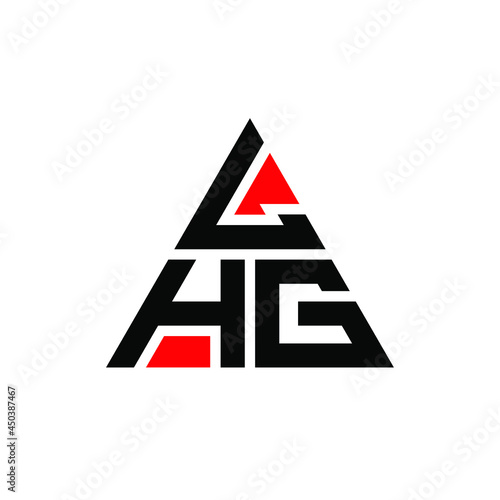 LHG triangle letter logo design with triangle shape. LHG triangle logo design monogram. LHG triangle vector logo template with red color. LHG triangular logo Simple, Elegant, and Luxurious Logo. LHG  photo