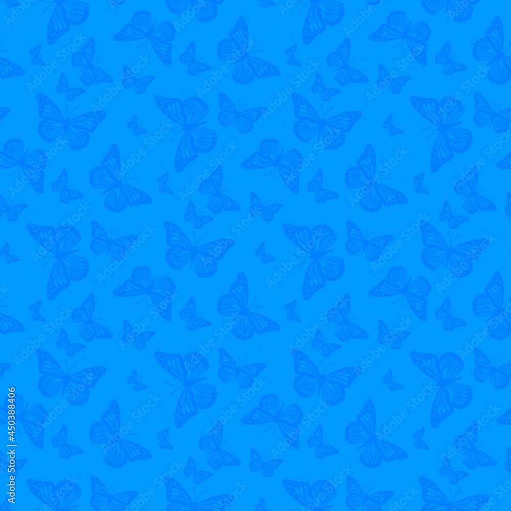 Seamless light blue background with butterflies pattern Seamless light blue background with butterflies pattern
