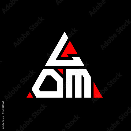 LOM triangle letter logo design with triangle shape. LOM triangle logo design monogram. LOM triangle vector logo template with red color. LOM triangular logo Simple, Elegant, and Luxurious Logo. LOM 