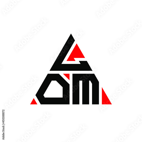 LOM triangle letter logo design with triangle shape. LOM triangle logo design monogram. LOM triangle vector logo template with red color. LOM triangular logo Simple, Elegant, and Luxurious Logo. LOM 