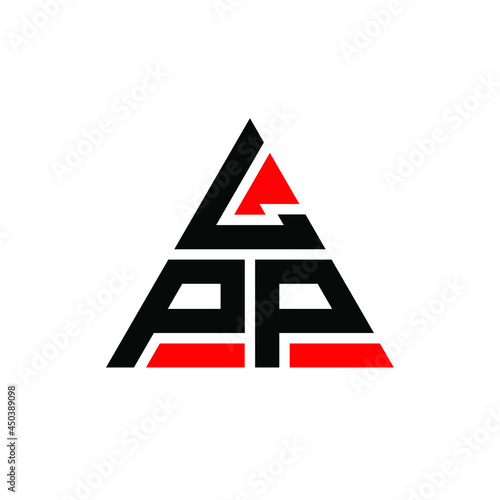 LPP triangle letter logo design with triangle shape. LPP triangle logo design monogram. LPP triangle vector logo template with red color. LPP triangular logo Simple, Elegant, and Luxurious Logo. LPP  photo