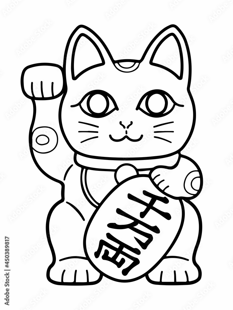 Obraz premium 招き猫の輪郭線