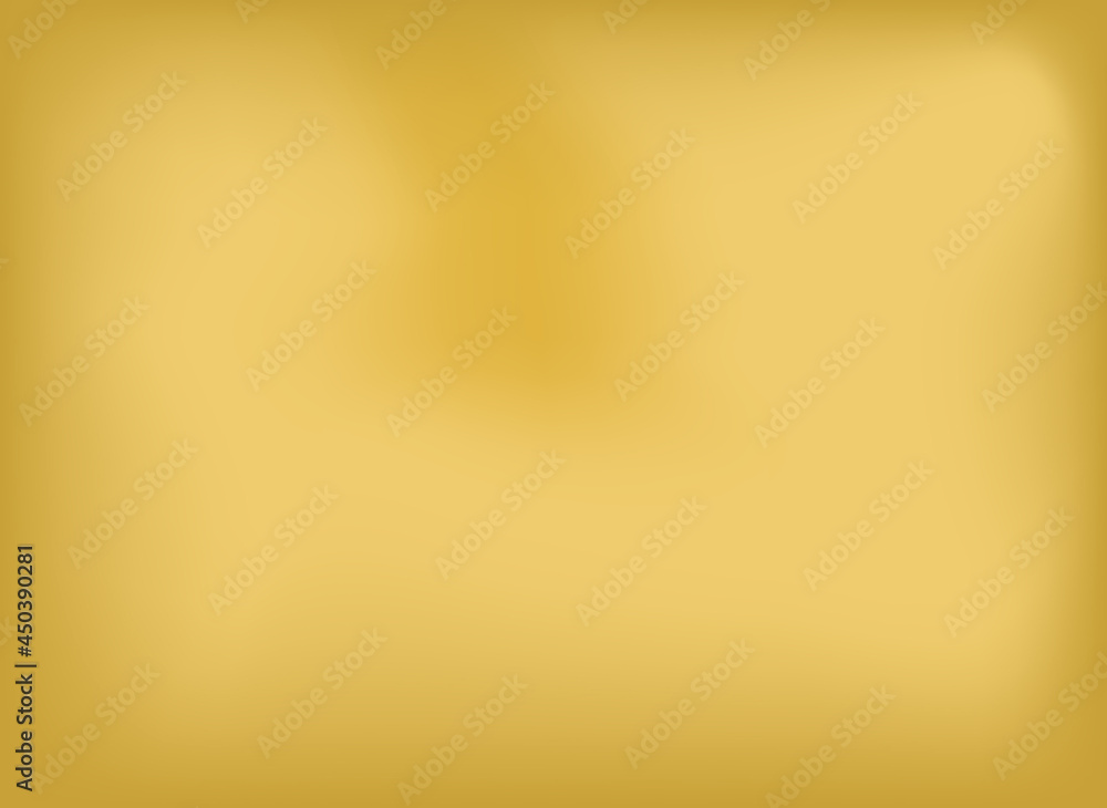 Gold abstract blurred template background for lettering. Minimalistic mockup to use for social media posts or advertisment. Flat cartoon vector illustration
