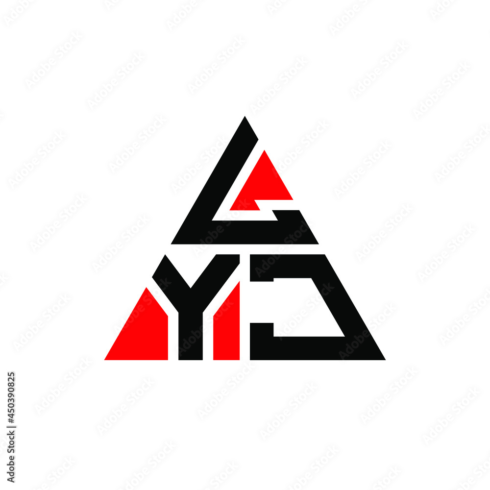 LYJ triangle letter logo design with triangle shape. LYJ triangle logo design monogram. LYJ triangle vector logo template with red color. LYJ triangular logo Simple, Elegant, and Luxurious Logo. LYJ 