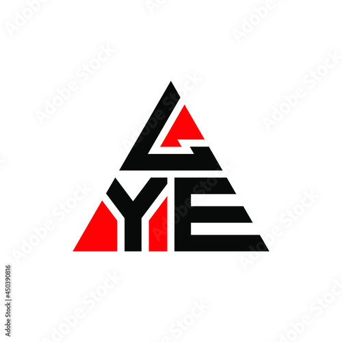 LYE triangle letter logo design with triangle shape. LYE triangle logo design monogram. LYE triangle vector logo template with red color. LYE triangular logo Simple, Elegant, and Luxurious Logo. LYE 