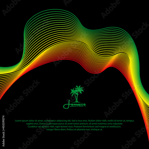 Εκτύπωση καμβά Gradient Line Wave of Rastafarian Colors. Vector Illustration.