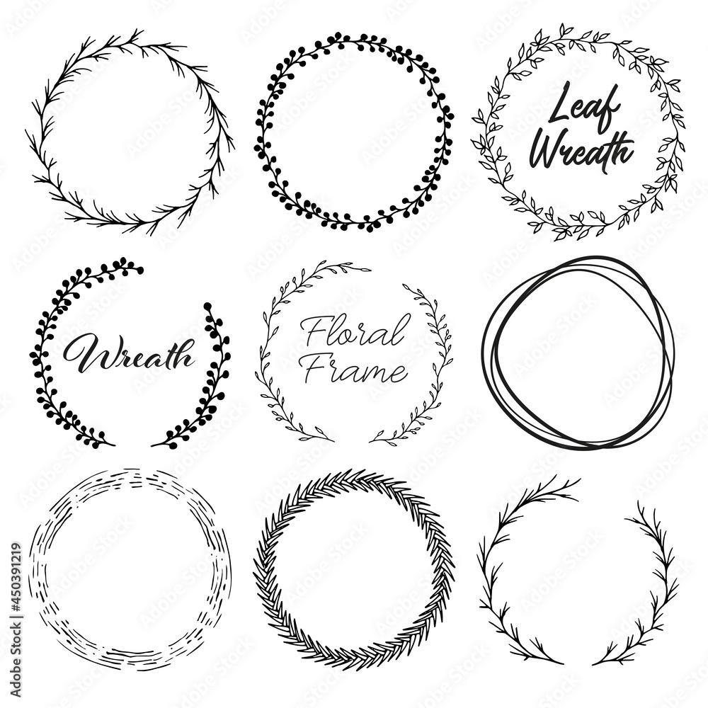 Floral wreath. Beautiful Branch Border in black. Floral wreath. Beautiful Branch Border in black.
