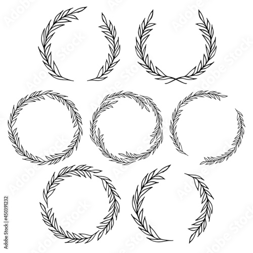 Laurel wreath bundle. Decorative floral leaf frame
