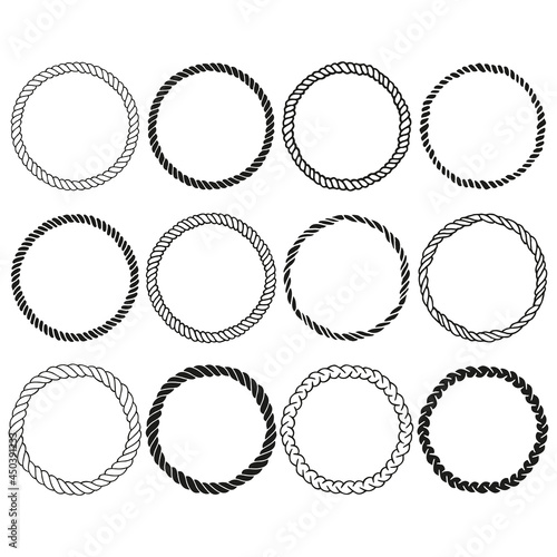 Rope Circle Frame Bundle. Hand Drawn Rope Wreath