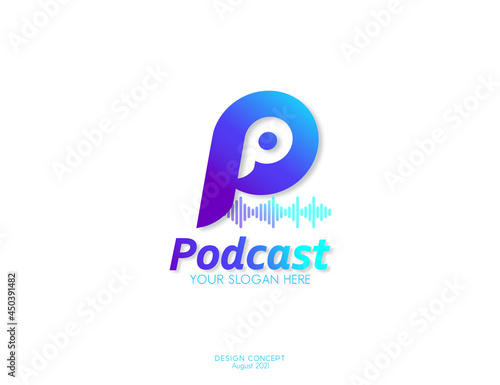 Abstract modern podcast logo concept design isolated on white background. Vector