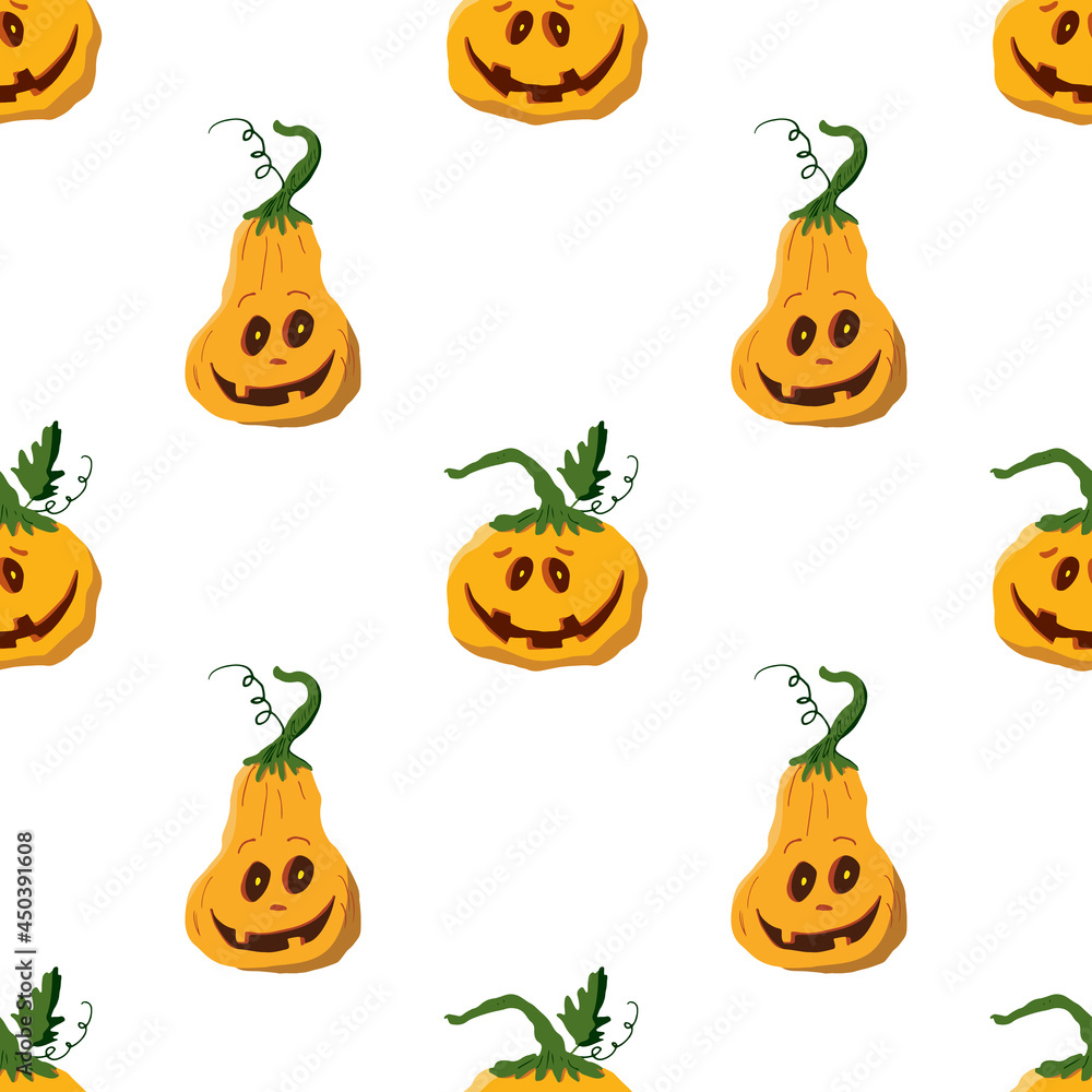 Halloween pumpkin seamless pattern. Cute cartoon pumpkins, holiday background design, vector illustration Halloween pumpkin seamless pattern. Cute cartoon pumpkins, holiday background design, vector illustration