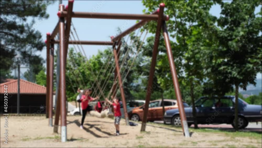 Kids swing, Children swing in a flu image, in the playground Kids swing, Children swing in a flu image, in the playground