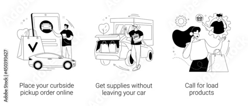 Curbside pickup abstract concept vector illustrations.