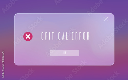 System error pop-up message of translucent frosted glass