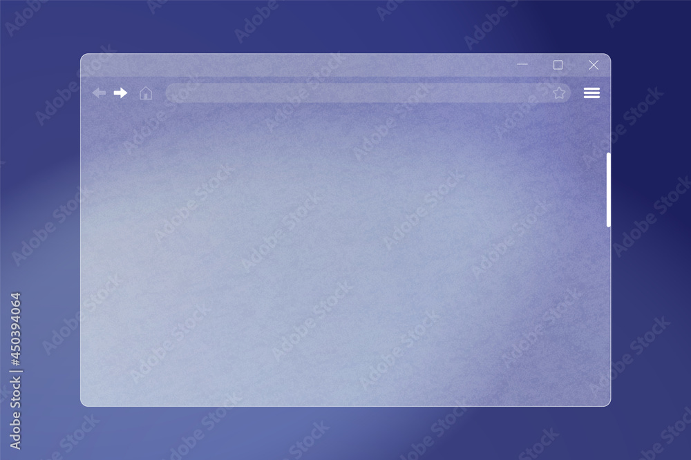 Internet browser window interface of translucent frosted glass. Ground glass web browser frame. Internet browser window interface of translucent frosted glass. Ground glass web browser frame.