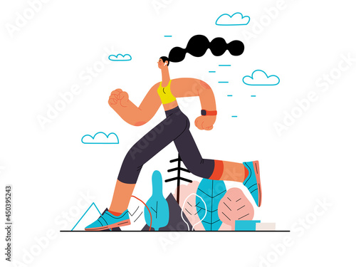 Runners - a woman running and exercising outside