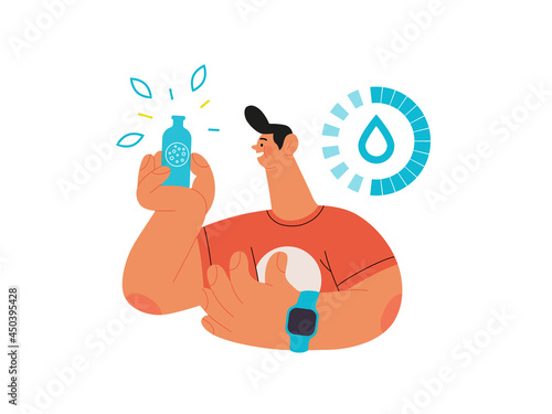 Runner - hydration, a young man with a bottle of isotonic drink