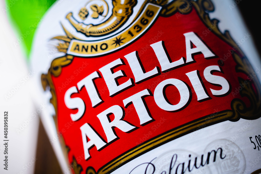 Foto Stock August 11, 2021, Brazil. A bottle of beer Stella Artois. It