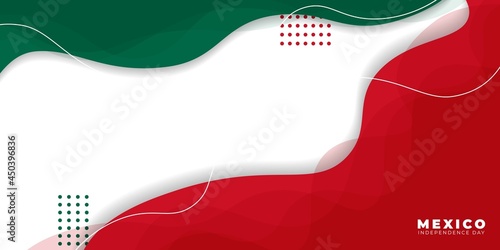 Background for Mexico Independence day with green, white and red abstract design