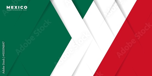 Background for Mexico Independence day with green, white and red geometric design