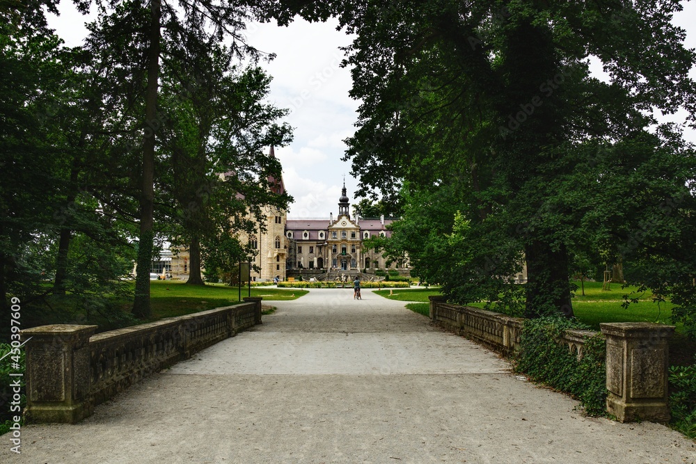Bridge to the castle across the water channel. Moszna. Poland. Bridge to the castle across the water channel. Moszna. Poland.