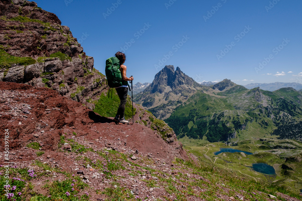 ascending Ayous peak, Ayous lakes tour, Pyrenees National Park, Pyrenees Atlantiques, France