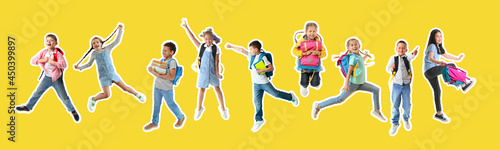 Jumping little girl on colo...