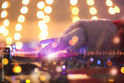 Cool Santa DJ playing music...
