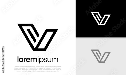 Initials V logo design. Initial Letter Logo. Innovative high tech logo template.
