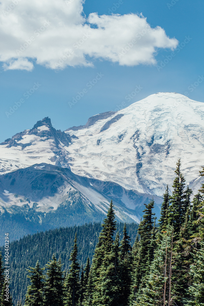 snow covered mountains, mt rainier, cascade 