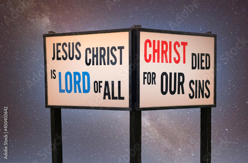 Christ died for our sins religious sign board 