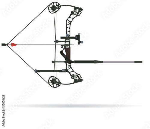 archery compound bow and arrow isolated on a white background