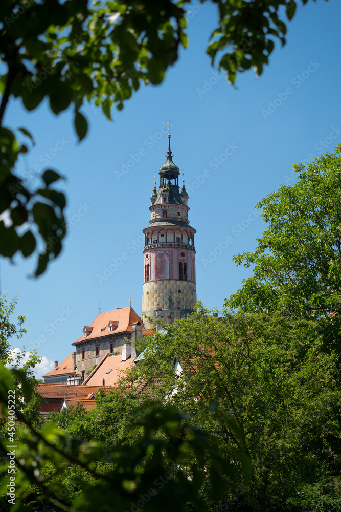 castle tower in Český Krumlov in Czech republic