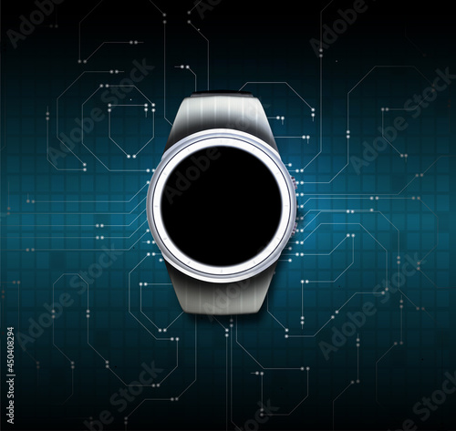 watchface vector. watchface image. chronograph vector. timepiece vector. smart watch black color with silicone band isolated